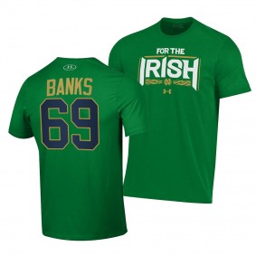 Aaron Banks T-Shirt Notre Dame Fighting Irish #69 Green For the Irish Performance Men's Tee