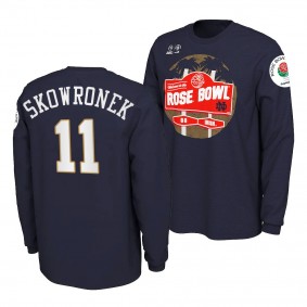 Notre Dame Fighting Irish Ben Skowronek Navy T-Shirt 2021 Rose Bowl Illustrated Long Sleeve Ben Skowronek T-Shirt - Men's