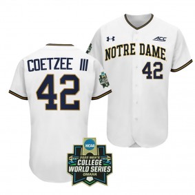 Notre Dame Fighting Irish Brooks Coetzee III 2022 College World Series Baseball White #42 Jersey