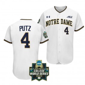 Notre Dame Fighting Irish Carter Putz 2022 College World Series Baseball White #4 Jersey
