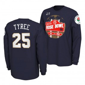 Notre Dame Fighting Irish Chris Tyree Navy T-Shirt 2021 Rose Bowl Illustrated Long Sleeve Chris Tyree T-Shirt - Men's