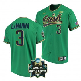 David LaManna Notre Dame Fighting Irish #3 Green 2022 College World Series Baseball Jersey