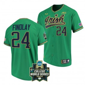 Notre Dame Fighting Irish Jack Findlay Baseball Green #24 Jersey