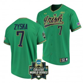 Jack Zyska Notre Dame Fighting Irish #7 Green 2022 College World Series Baseball Jersey