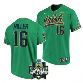 Jared Miller Notre Dame Fighting Irish #16 Green 2022 College World Series Baseball Jersey