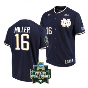 Notre Dame Fighting Irish Jared Miller 2022 College World Series Baseball Navy #16 Jersey