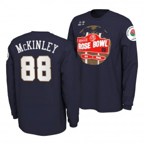 Notre Dame Fighting Irish Javon McKinley Navy T-Shirt 2021 Rose Bowl Illustrated Long Sleeve Javon McKinley T-Shirt - Men's