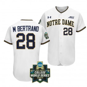 Notre Dame Fighting Irish John M Bertrand 2022 College World Series Baseball White #28 Jersey