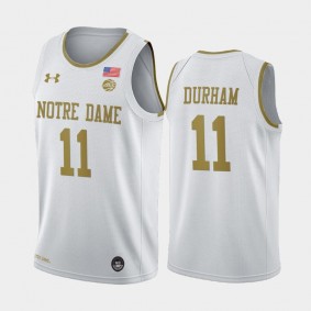 Juwan Durham #11 Notre Dame Fighting Irish White 2020 Alternate Golden Dome Jersey - College Basketball