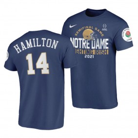 Notre Dame Fighting Irish Kyle Hamilton Blue T-Shirt 2021 Rose Bowl Notre Dame Fighting Irish T-Shirt - Men's