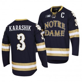 Notre Dame Fighting Irish Adam Karashik 2022 NCAA Regional Finals Navy #3 Hockey Jersey