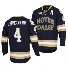Notre Dame Fighting Irish Nick Leivermann 2022 NCAA Regional Finals Navy #4 Hockey Jersey