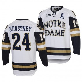 Notre Dame Fighting Irish Spencer Stastney College Hockey White #24 Home Jersey 2022