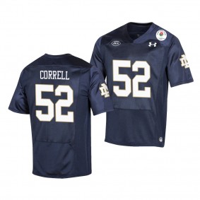 Zeke Correll #52 Notre Dame Fighting Irish 2021 Rose Bowl College Football Jersey - Navy
